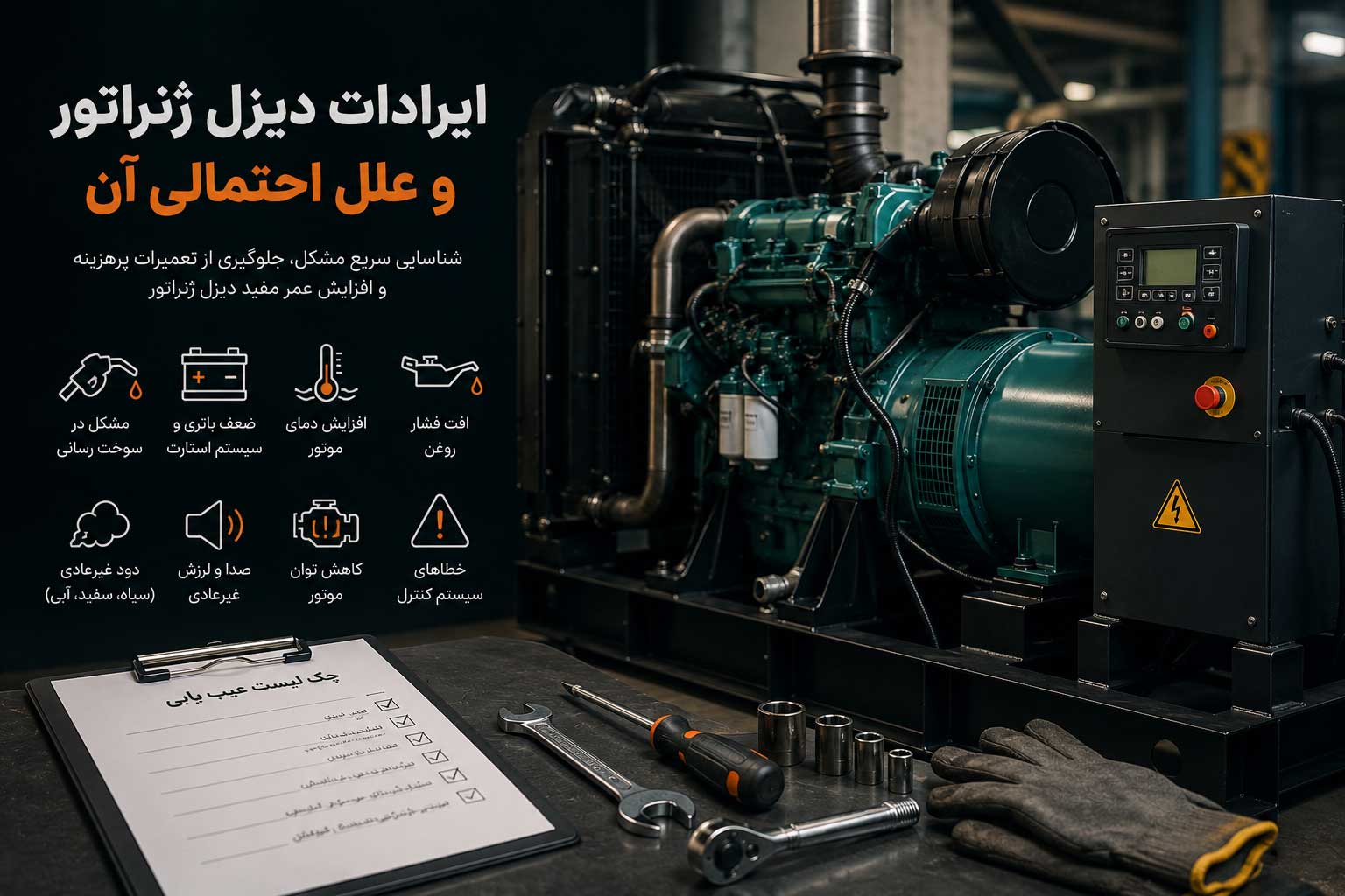 ایرادات دیزل ژنراتور و علل احتمالی آن